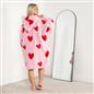 OHS Heart Print Hoodie Blanket Oversized Adult Fleece Sherpa Throw Jumper