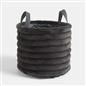 OHS Ribbed Storage Basket with Handles Faux Fur Compact Bucket Organiser