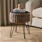 OHS Faux Fur Stool Hairpin Ribbed Fleece Round Vanity Seat Foot Rest Chair