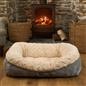 Dog Bed Washable Plush Soft Faux Fur Fleece Ribbed Pet Basket Cushion Warm Cosy