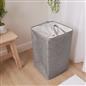 Laundry Basket Bag Foldable Drawstring Clothes Bin Organiser Faux Linen Handles