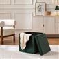 OHS Folding Ottoman Storage Box Footstool Tub Space Saving Velvet Seat