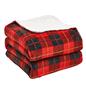 OHS Large Tartan Sherpa Flannel Fleece Throw Over Bed Blanket Check Red