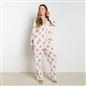 OHS Bows Pyjama Set Womens Button Through Baby Fleece Loungewear Nightwear