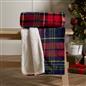 OHS Tartan Throw Sherpa Fleece Plush Flannel Blanket Warm Xmas Soft Bedspread