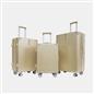 OHS Metallic Effect Suitcase Set 3-Piece Hard Shell Luggage 4 Wheel ABS