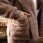 OHS Waterfall Short Cardigan Teddy Fleece Open Front Wrap Loungewear Outwear