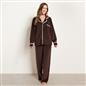 OHS Piped Edge Pyjama Set Button Through Fleece Womens Loungewear Nightwear Pjs