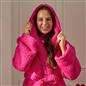 OHS Teddy Fleece Dressing Gown Floor Length Hooded Bathrobe Winter Loungewear
