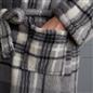 OHS Teddy Dressing Gown Tartan Check Soft Unisex Hooded Xmas Loungewear Robe
