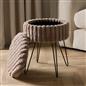 OHS Faux Fur Stool Hairpin Ribbed Fleece Round Vanity Seat Foot Rest Chair