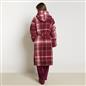 OHS Teddy Dressing Gown Tartan Check Soft Unisex Hooded Xmas Loungewear Robe