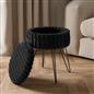 OHS Faux Fur Stool Hairpin Ribbed Fleece Round Vanity Seat Foot Rest Chair
