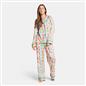 OHS Postcards Print Pyjama Set Womens Jersey Button Through Nightwear Loungewear