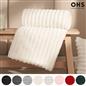 OHS Faux Fur Ribbed Fleece Throw Over Bed Blanket Warm Supersoft
