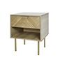 OHS Chevron Bedside Nightstand 1 Drawer Storage Unit Wooden End Table