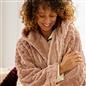 OHS Cable Knit Dressing Gown Flannel Fleece Winter Loungewear Hooded Bathrobe