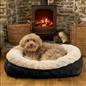 Dog Bed Washable Plush Soft Faux Fur Fleece Ribbed Pet Basket Cushion Warm Cosy