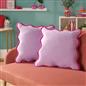 OHS Scallop Edge Cushion Covers Matte Velvet Square Pillowcases Filled Multipack