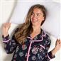 OHS Matte Velvet Pyjama Set Festive Piped Button Through Nightwear PJs