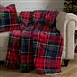 OHS Tartan Throw Sherpa Fleece Plush Flannel Blanket Warm Xmas Soft Bedspread