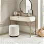 OHS Curved Dressing Table Engineered Wood Makeup Vanity Desk with 2 Drawers