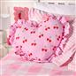 OHS Heart Scatter Cushion Cherry Print Frill Microfibre Decorative Throw Pillow