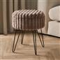 OHS Faux Fur Stool Hairpin Ribbed Fleece Round Vanity Seat Foot Rest Chair