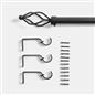 OHS 120-200cm Curtain Pole Extendable Metal 28mm Ball Trumpet Twist Finnials