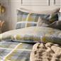OHS Denim Check Duvet Cover with Pillowcase Tartan Bedding Set Ochre Grey