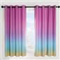 Ombre Eyelet Blackout Kids Curtains Pair of Ring Top Rainbow Ready Made Panels