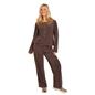 OHS Matte Velvet Loungewear Co-Ord Set Stripe Print Button Through Nightwear