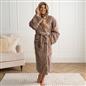OHS Ribbed Fleece Dressing Gown Luxury Warm Supersoft Loungewear Ladies Robe