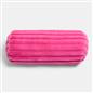 OHS Ribbed Round Bolster Pillow Faux Fur Filled Cushion Soft Neck Roll