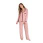 OHS Piped Edge Pyjama Set Button Through Fleece Womens Loungewear Nightwear Pjs