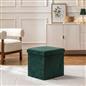 OHS Folding Ottoman Storage Box Footstool Tub Space Saving Velvet Seat