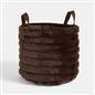 OHS Ribbed Storage Basket with Handles Faux Fur Compact Bucket Organiser