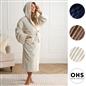 OHS Ribbed Fleece Dressing Gown Luxury Warm Supersoft Loungewear Ladies Robe