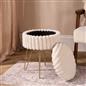 OHS Faux Fur Stool Hairpin Ribbed Fleece Round Vanity Seat Foot Rest Chair
