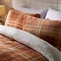 OHS Autumn Check Bedding Set Tartan Sherpa Fleece Duvet Cover with Pillowcase