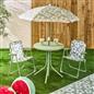 OHS Kids Folding Bistro Set Daisy Print Table Chair Seat with Parasol Garden