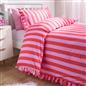 Frill Duvet Cover Bedding Set Pillowcase Stripe Quilt Luxury Double King Size