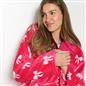 OHS Bows Dressing Gown Flannel Winter Sherpa Lined Loungewear Hooded Bathrobe