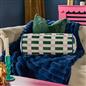 OHS Checkerboard Print Bolster Pillow Piped Matte Velvet Back Support Cushion