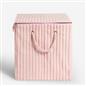 OHS Ribbed Laundry Basket with Lid Foldable Hamper Bag Washing Bin Storage