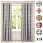 OHS Check Eyelet Curtains Pair Thermal Ring Top Textured Woven Ready Made