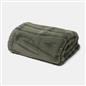 OHS Faux Fur Ribbed Fleece Throw Over Bed Blanket Supersoft, Green - 150 x 200cm