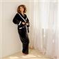 OHS Piped Edge Dressing Gown Flannel Fleece Winter Loungewear Hooded Bathrobe