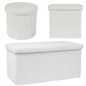 OHS Ottoman Boucle Storage Box Folding Footstool Cube Round Rectangle