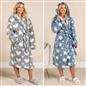 OHS Teddy Marl Dressing Gown Prints Ladies Warm Womens Loungewear Bathrobe